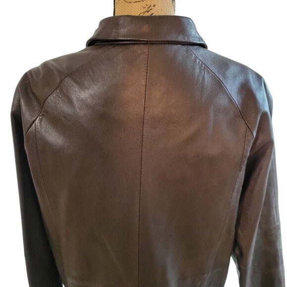 NYC Whet Blu Smooth Mid- Length Leather A-Line Jacket /Coat- M - Picture 10 of 13